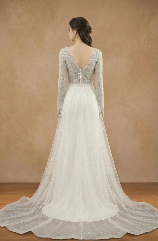Seraphielle Pearl Lace Gown