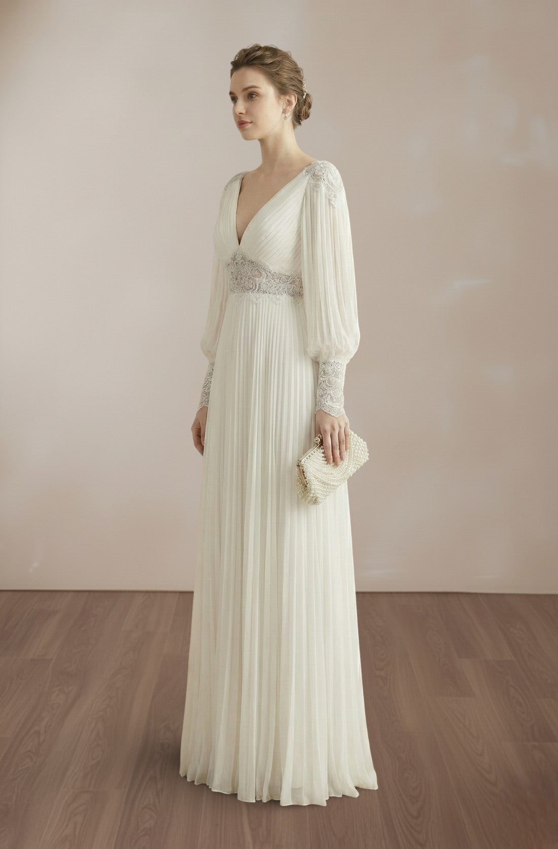 Solene Open-Back Lace Gown