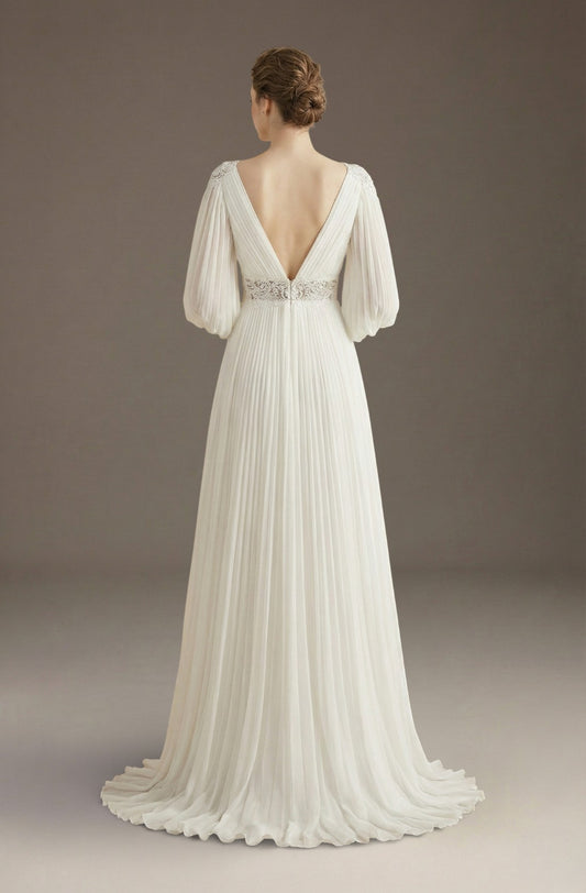 Solene Open-Back Lace Gown