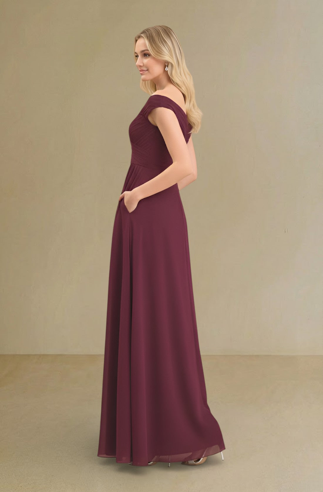 Square Collar Spaghetti Strap Evening Dress