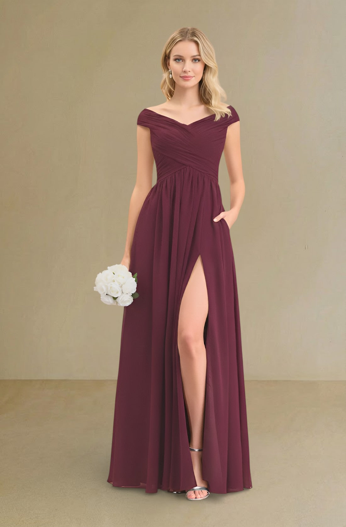 Square Collar Spaghetti Strap Evening Dress