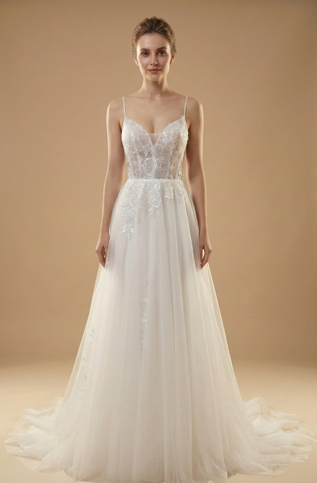 Amelisse Beaded Lace Gown