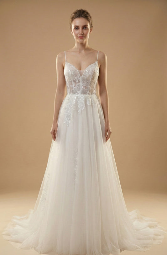 Amelisse Beaded Lace Gown